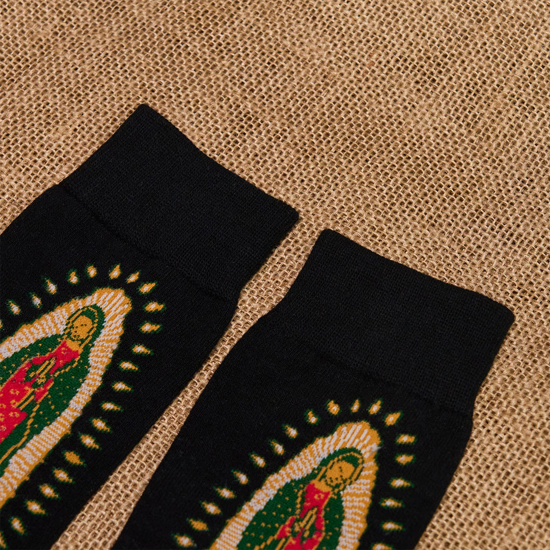Christianartworkshop Black Virgin of Guadalupe Religious Unisex Crew Socks: Retro Design, Exclusive Faith Flair - image 4