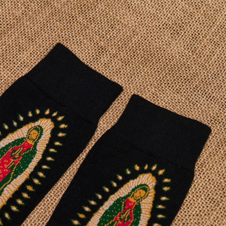 Christianartworkshop Black Virgin of Guadalupe Religious Unisex Crew Socks: Retro Design, Exclusive Faith Flair - image 5