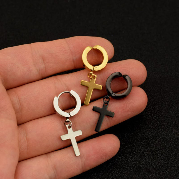 Christianartworkshop Trendy Cross Dangle Hoop Earrings: Cool & Stylish Jewelry for Daily Wear - image 7