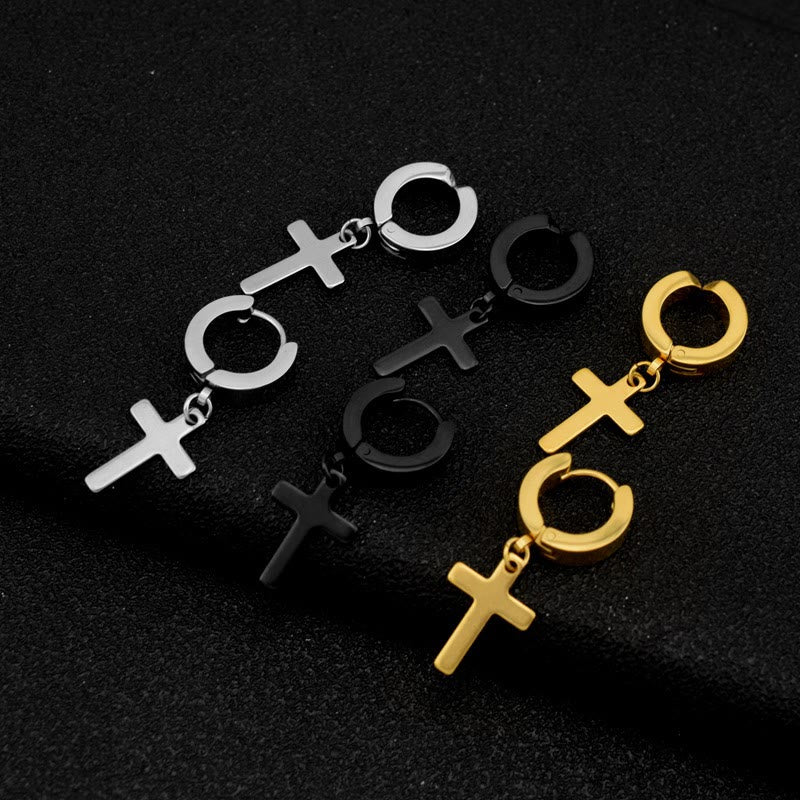Christianartworkshop Trendy Cross Dangle Hoop Earrings: Cool & Stylish Jewelry for Daily Wear - image 8