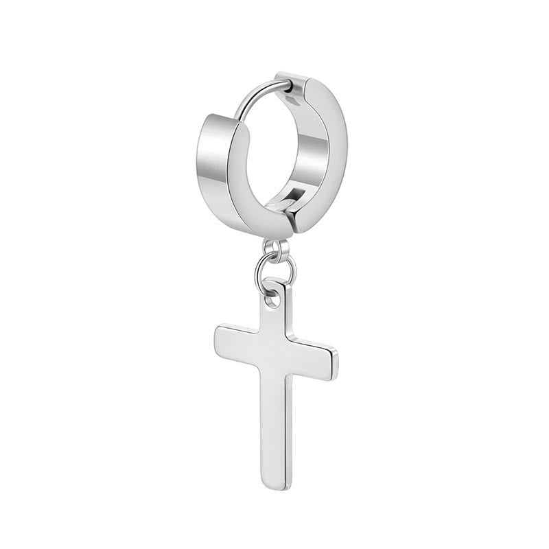 Christianartworkshop Trendy Cross Dangle Hoop Earrings: Cool & Stylish Jewelry for Daily Wear - image 1