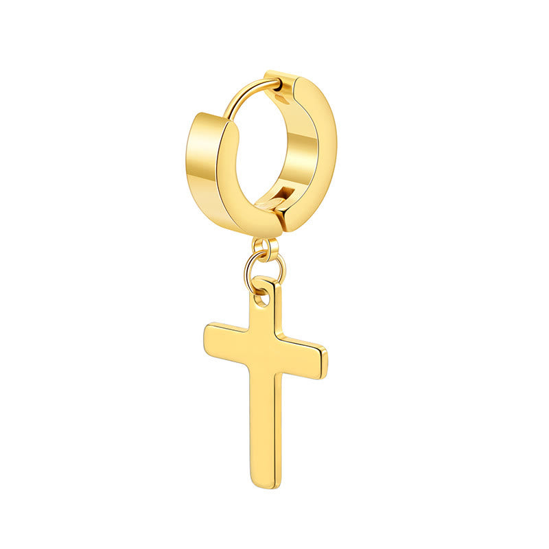 Christianartworkshop Trendy Cross Dangle Hoop Earrings: Cool & Stylish Jewelry for Daily Wear - Earring - Gold - image 3