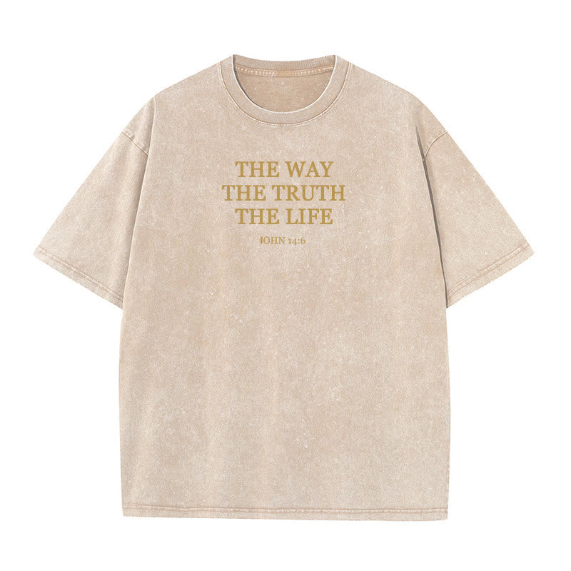 Christianartworkshop Jesus is The Way The Truth The Life - John 14:6 Washed T-Shirt - Apricot - 4XL - image 4