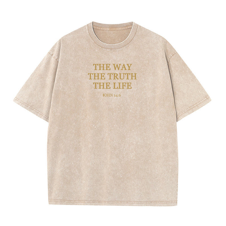 Christianartworkshop Jesus is The Way The Truth The Life - John 14:6 Washed T-Shirt - Apricot - 4XL - image 4