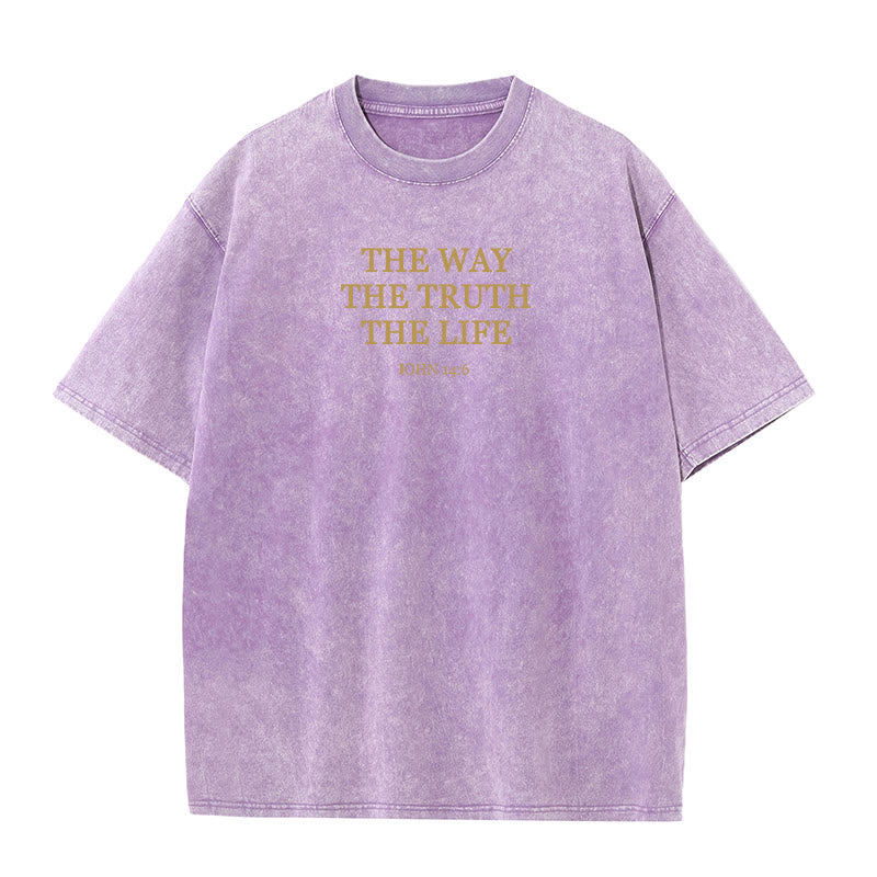 Christianartworkshop Jesus is The Way The Truth The Life - John 14:6 Washed T-Shirt - Purple - 4XL - image 9