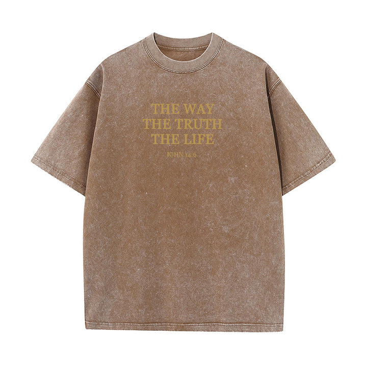 Christianartworkshop Jesus is The Way The Truth The Life - John 14:6 Washed T-Shirt - Brown - 4XL - image 8