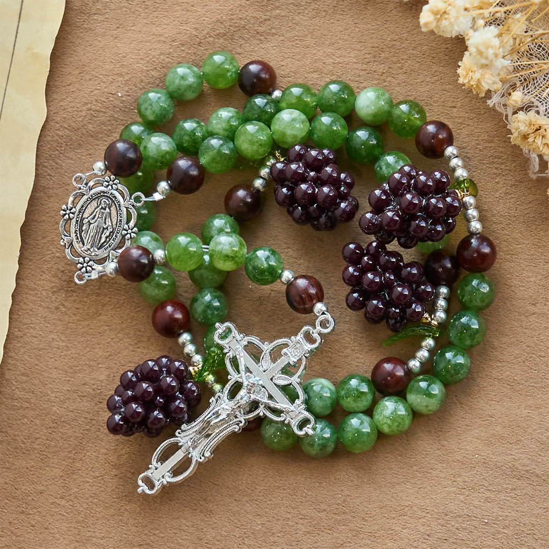 Christianartworkshop Green and Purple Grape Bead Rosary Inspired by Christ the True Vine - image 0