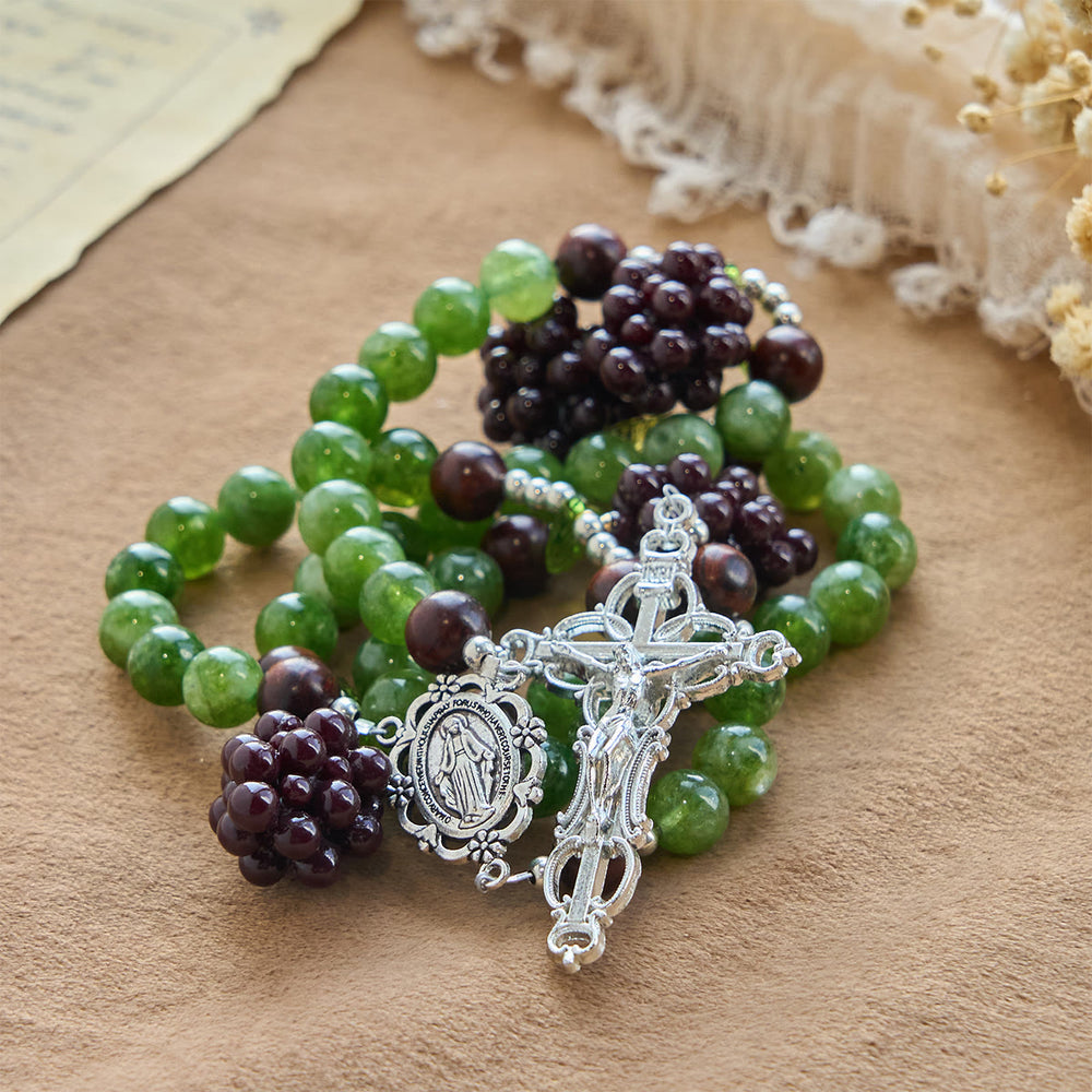 Christianartworkshop Green and Purple Grape Bead Rosary Inspired by Christ the True Vine - image 1