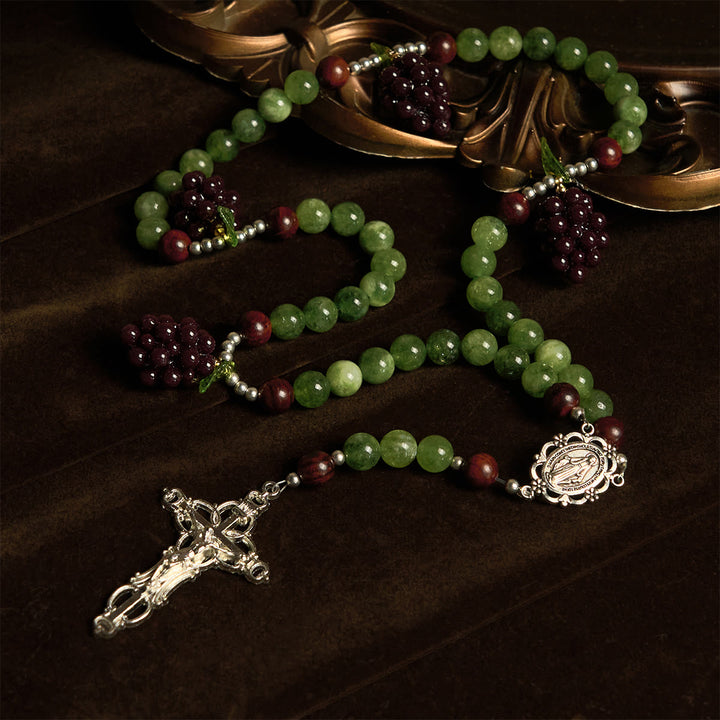 Christianartworkshop Green and Purple Grape Bead Rosary Inspired by Christ the True Vine - image 2