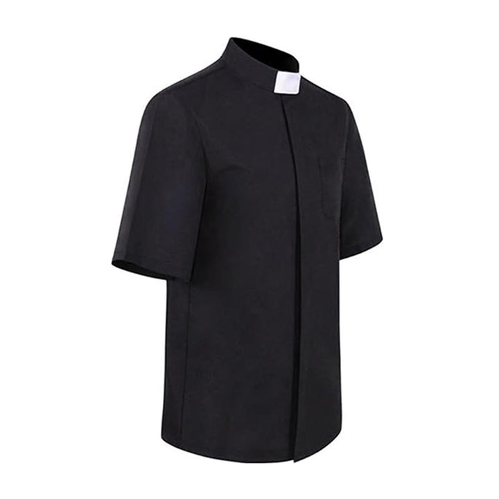 Christianartworkshop Modern Unisex Clergy Shirt with White Tab Collar: Elegant Black Faithwear - image 4
