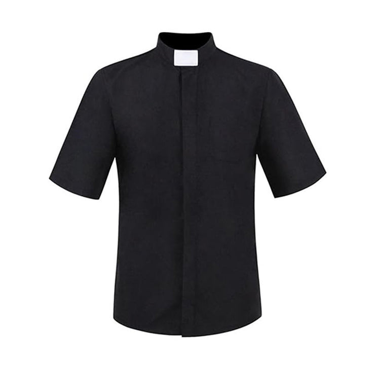 Christianartworkshop Modern Unisex Clergy Shirt with White Tab Collar: Elegant Black Faithwear - image 2