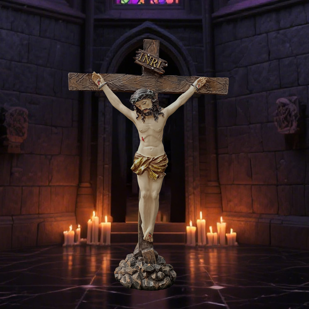 Christianartworkshop Minimalist Resin Crucifix Jesus Ornament: Unique Sign of Understated Religious Reverence - image 1