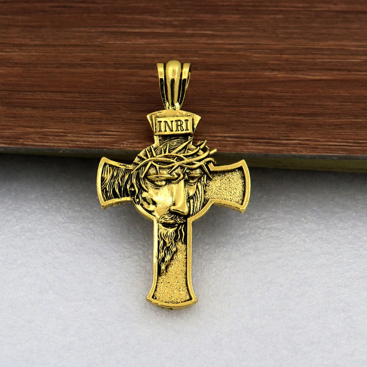 Christianartworkshop Vintage Golden Jesus Crown of Thorns Cross Keychain: A Timeless Token of Devotion - image 4