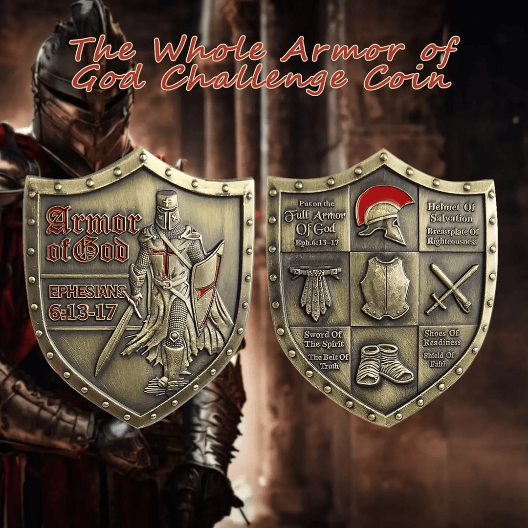 Christianartworkshop Classic Style Armor of God Shield Challenge Coin with Ephesians 6:13–17 - image 5