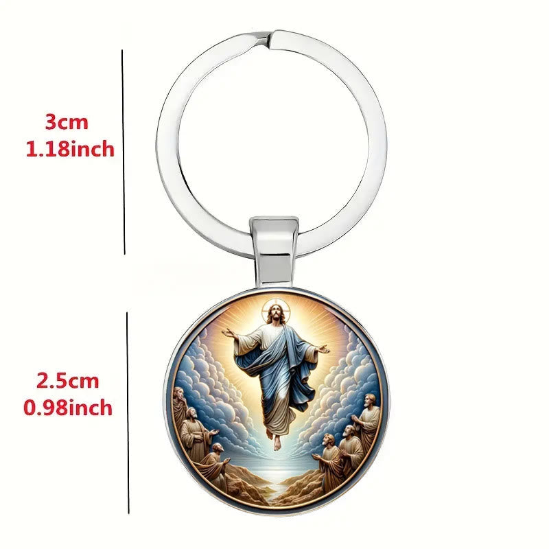 Christianartworkshop Classic Round Glass Keychain Of Divine Ascension: Timeless Symbol Of Faith's Uplifting Power - image 3