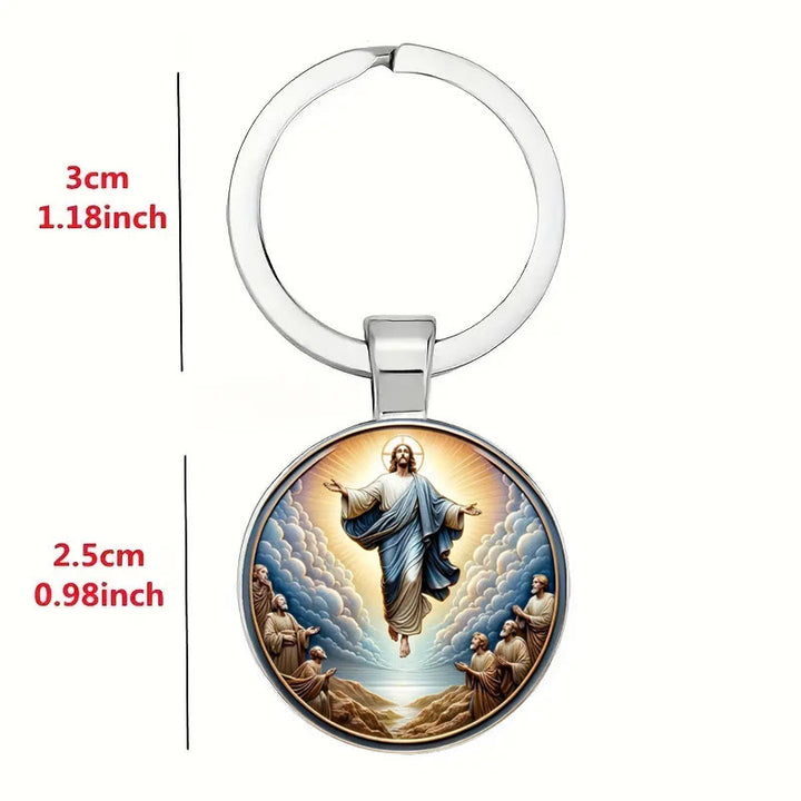 Christianartworkshop Classic Round Glass Keychain Of Divine Ascension: Timeless Symbol Of Faith's Uplifting Power - image 3