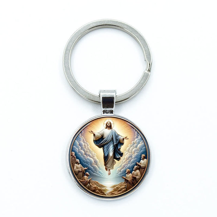Christianartworkshop Classic Round Glass Keychain Of Divine Ascension: Timeless Symbol Of Faith's Uplifting Power - image 4