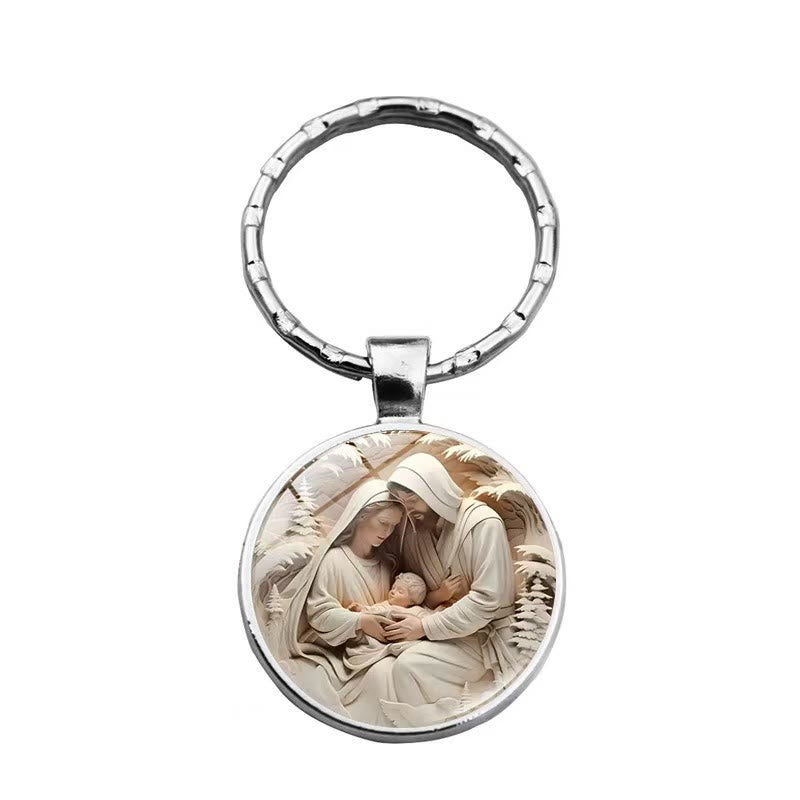 Christianartworkshop Vintage - Style Holy Family Keychain: Timeless Symbol of Love and Devotion - image 2