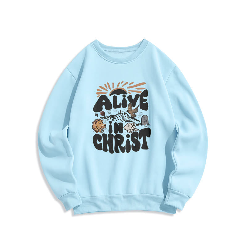 Christianartworkshop Alive in Christ Resurrection Fleece Lined Polyester Sweatshirt - Blue - 2XL - image 4