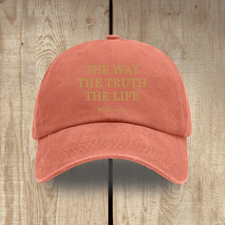 Christianartworkshop The Way The Truth The Life Bible Verse Washed Cotton Hat - Orange - image 15