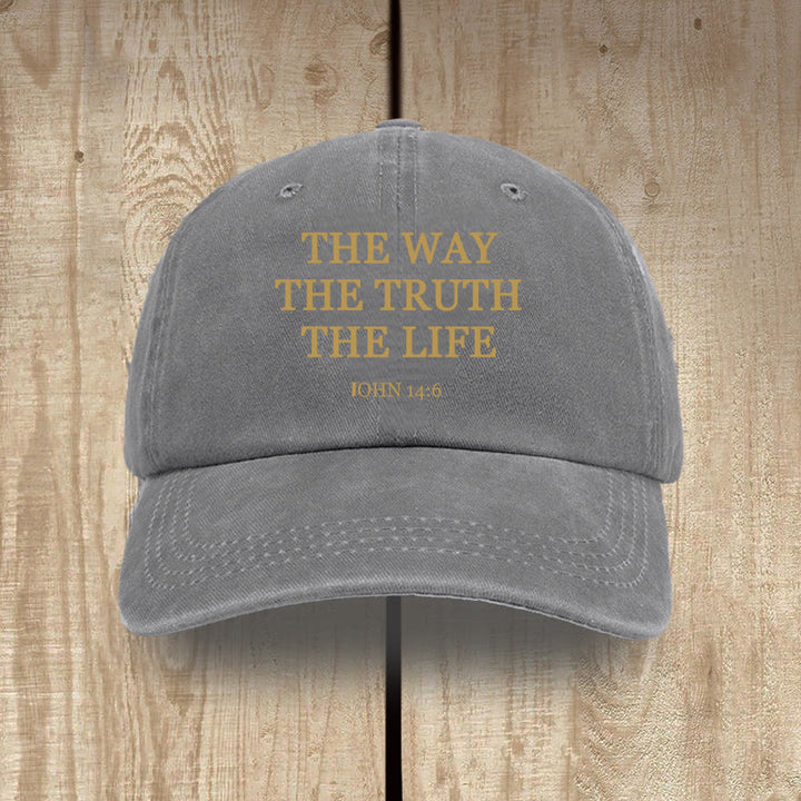 Christianartworkshop The Way The Truth The Life Bible Verse Washed Cotton Hat - Grey - image 6