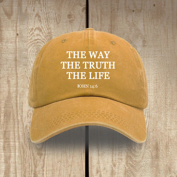Christianartworkshop The Way The Truth The Life Bible Verse Washed Cotton Hat - Yellow - image 16