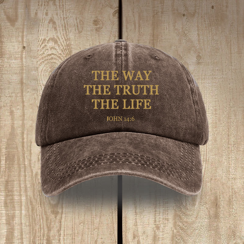 Christianartworkshop The Way The Truth The Life Bible Verse Washed Cotton Hat - Coffee - image 10