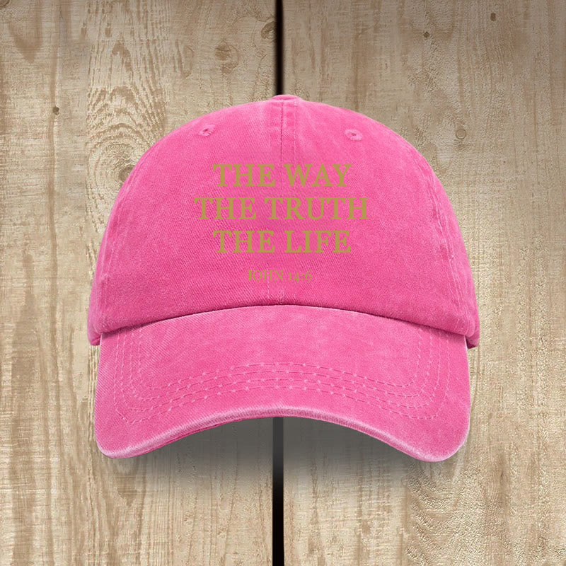Christianartworkshop The Way The Truth The Life Bible Verse Washed Cotton Hat - Rose - image 12