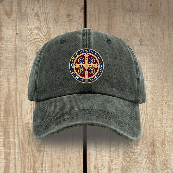 Christianartworkshop Holy Protection St. Benedict Cross Washed Cotton Hat - Grey-green - image 7