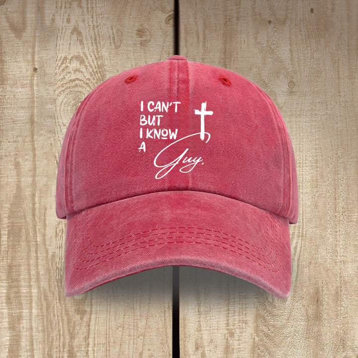 Christianartworkshop I Can't He Can Jesus Cross Everyday Faith Washed Cotton Hat - Red - image 0