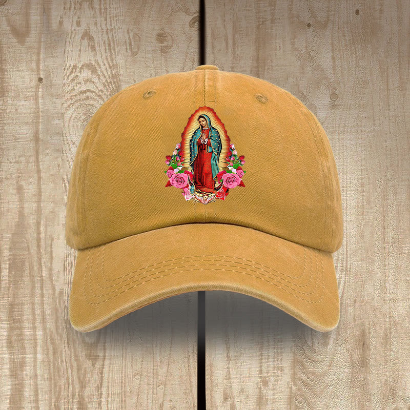 Christianartworkshop Spiritual Protection Our Lady of Guadalupe Washed Cotton Hat - Yellow - image 16