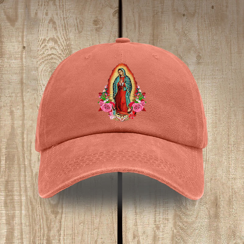 Christianartworkshop Spiritual Protection Our Lady of Guadalupe Washed Cotton Hat - Orange - image 15