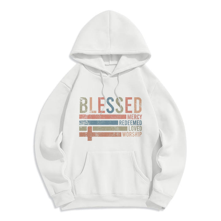 Christianartworkshop Faith - Centered Blessed Cross Graphic Fleece Lined Polyester Hoodie - White - 2XL - image 6