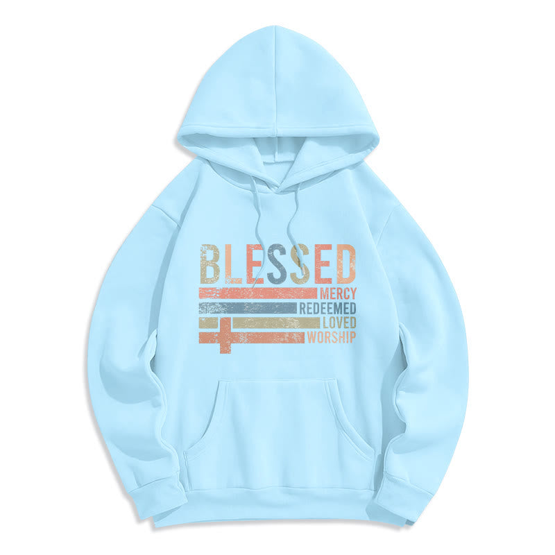 Christianartworkshop Faith - Centered Blessed Cross Graphic Fleece Lined Polyester Hoodie - Blue - 2XL - image 5