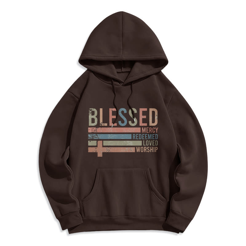 Christianartworkshop Faith - Centered Blessed Cross Graphic Fleece Lined Polyester Hoodie - Brown - 2XL - image 8