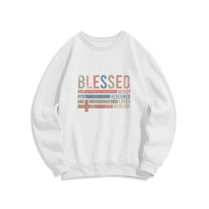 Christianartworkshop Faith - Inspired Blessed Cross Graphic Fleece Lined Polyester Sweatshirt - White - 2XL - image 5
