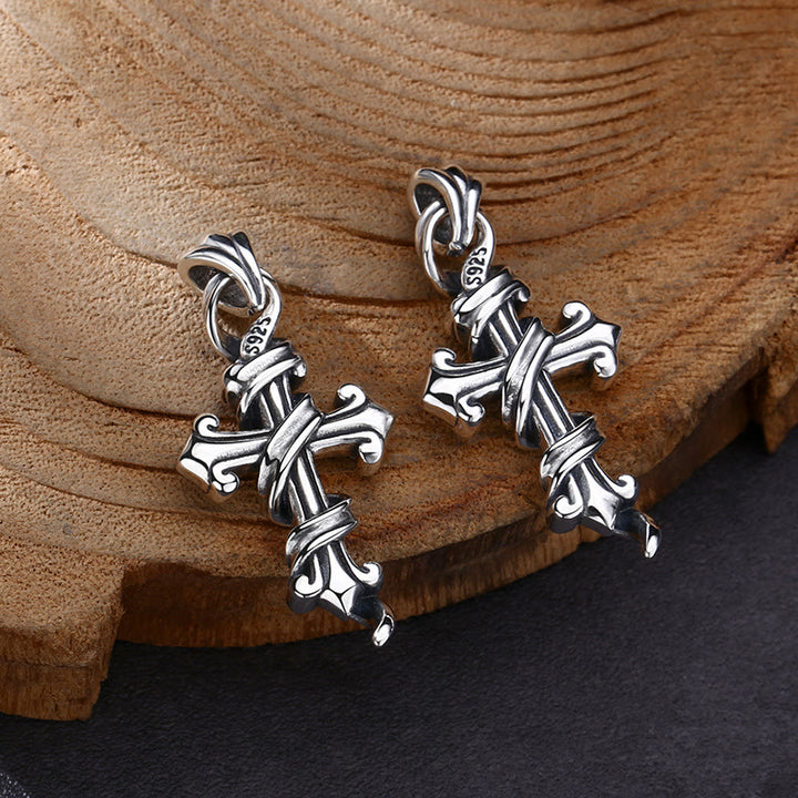 Christianartworkshop Retro - Inspired Sterling Silver Cross Earrings with Twisted Design: A Nostalgic Symbol of Faith - image 1