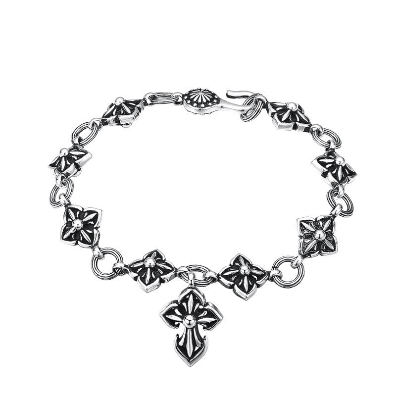 Christianartworkshop Retro - Styled Sterling Silver Cross Bracelet with Floral Motifs: A Nostalgic Sign of Faith - image 4