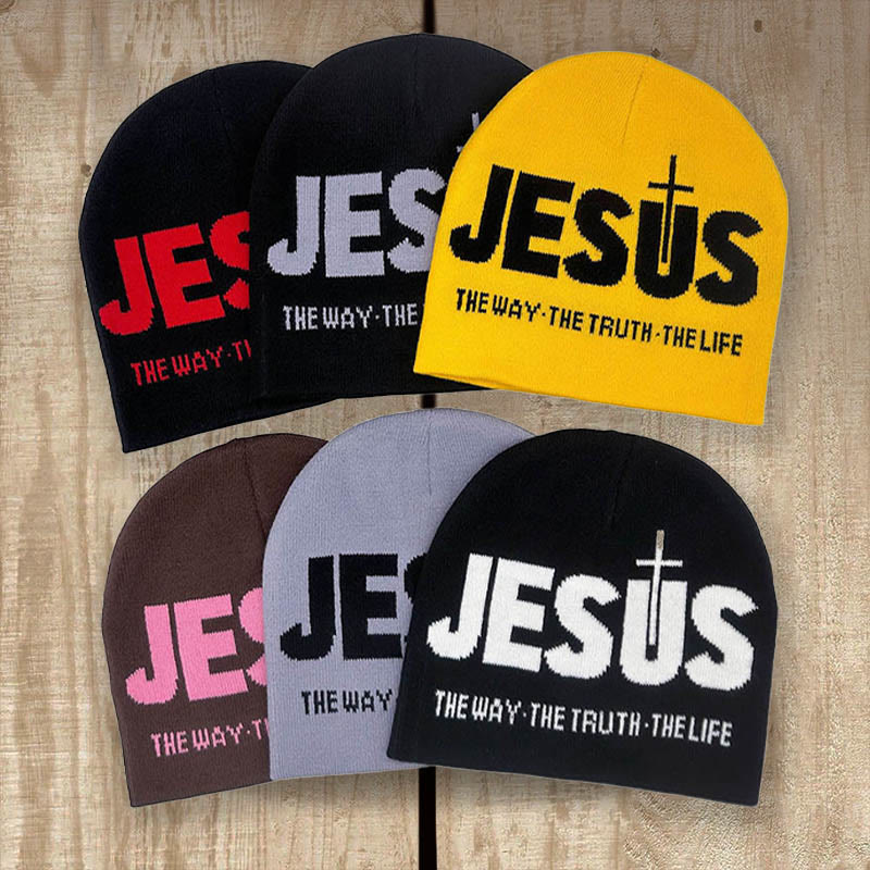 Christianartworkshop JESUS Jacquard Autumn/Winter Outdoor Cycling Knit Hat - image 6
