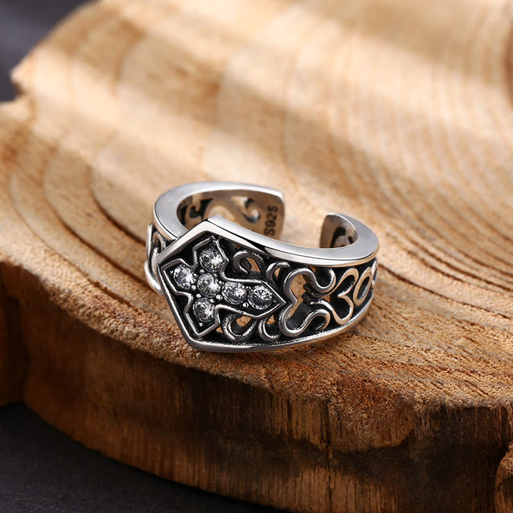 Christianartworkshop Handcrafted 925 Silver Open Cross Ring with Zircon: A Rare Fusion of Craftsmanship and Faith - Suitable for US sizes 6.5-11.5 - image 0