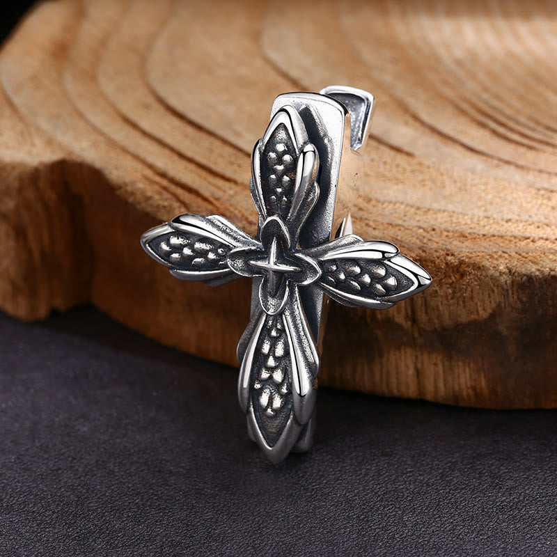 Christianartworkshop Vintage Textured Silver Cross Ornament Hair Clip: A Cherished Symbol of Spiritual Connection - 925 Sterling Silver - image 0