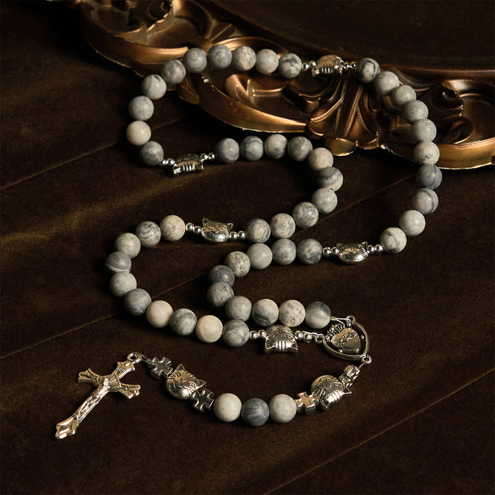 Christianartworkshop Light Grey Tabby Cat Prayer Rosary: Prayerful Care for Stray Cats Bracelet, Animal Rosary - image 3