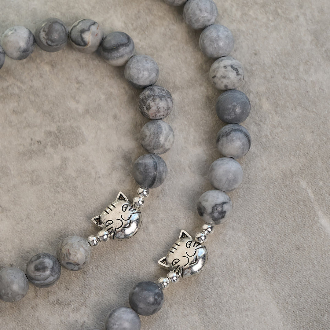 Christianartworkshop Light Grey Tabby Cat Prayer Rosary: Prayerful Care for Stray Cats Bracelet, Animal Rosary - image 6
