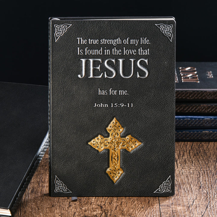 Christianartworkshop Deluxe Leather Journal with Jesus and Cross: A Premium Gift for Faithful Souls - Silver Cover + Golden Cross - image 3