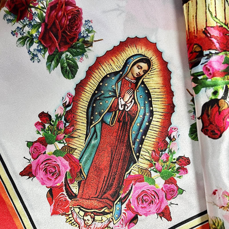 Christianartworkshop Silk - Crafted Our Lady Patterned Bandana: A Timeless Emblem of Devotion - image 3