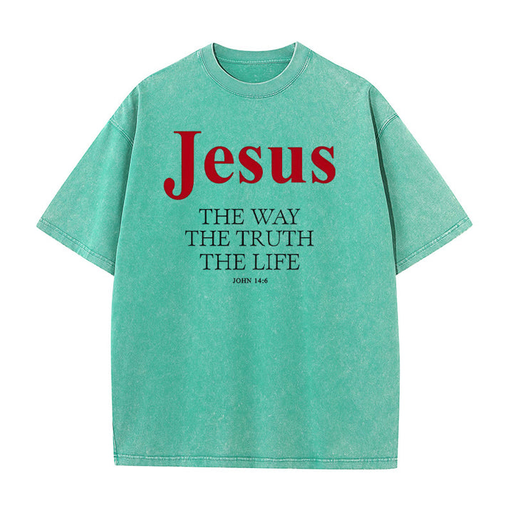 Christianartworkshop Jesus The Way The Truth The Life Unisex Washed T - Shirt - Green - 5XL - image 8