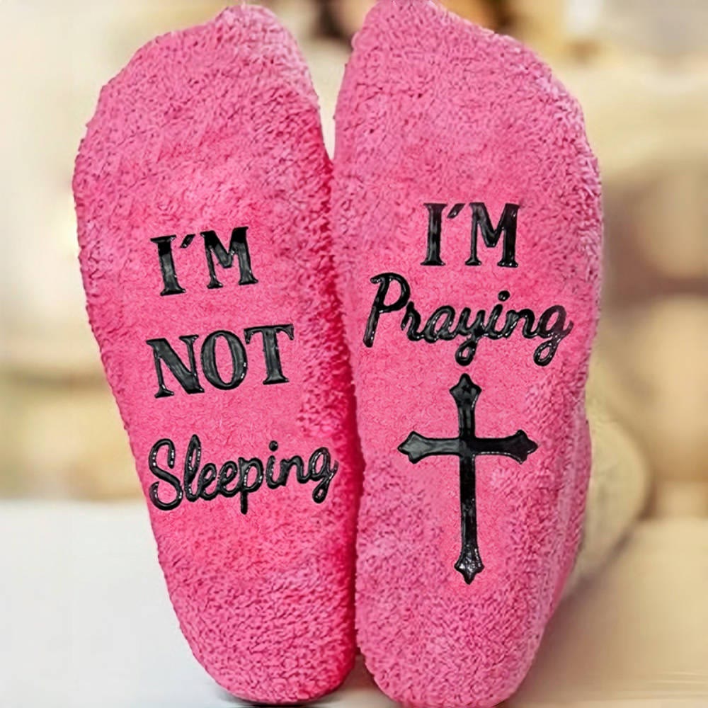 Christianartworkshop Divine Warmth Faithful Comfort I'M Praying Coral Fleece Socks - 10 Pairs - image 0