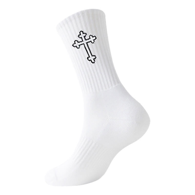 Christianartworkshop Minimalist Cross Design Crew Unisex Socks: Walk Daily in Divine Guidance - image 7