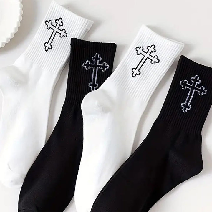 Christianartworkshop Minimalist Cross Design Crew Unisex Socks: Walk Daily in Divine Guidance - Black - 10 Pairs - image 0