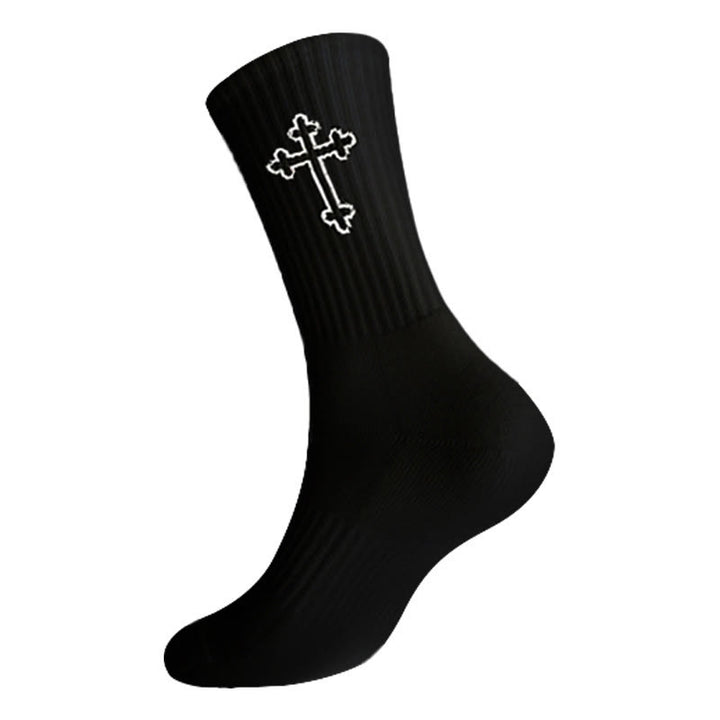 Christianartworkshop Minimalist Cross Design Crew Unisex Socks: Walk Daily in Divine Guidance - image 8